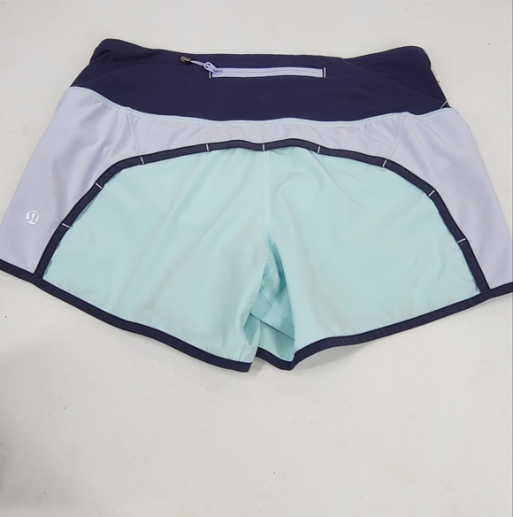 Lululemon Shades of Blue Run Times Shorts Sz 4 - Picture 3 of 6